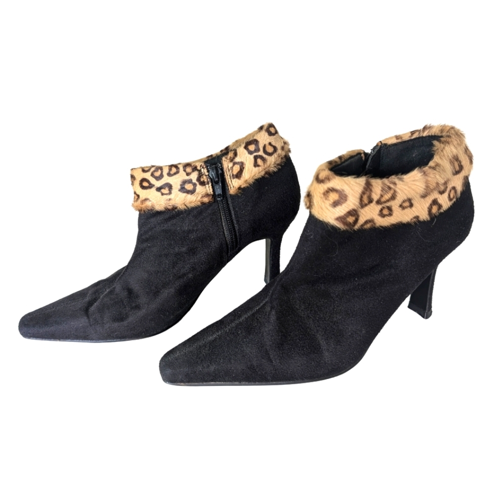 2/$30...Size 7 - Stelleto Boots with Fur Top Design / Cheetah Design